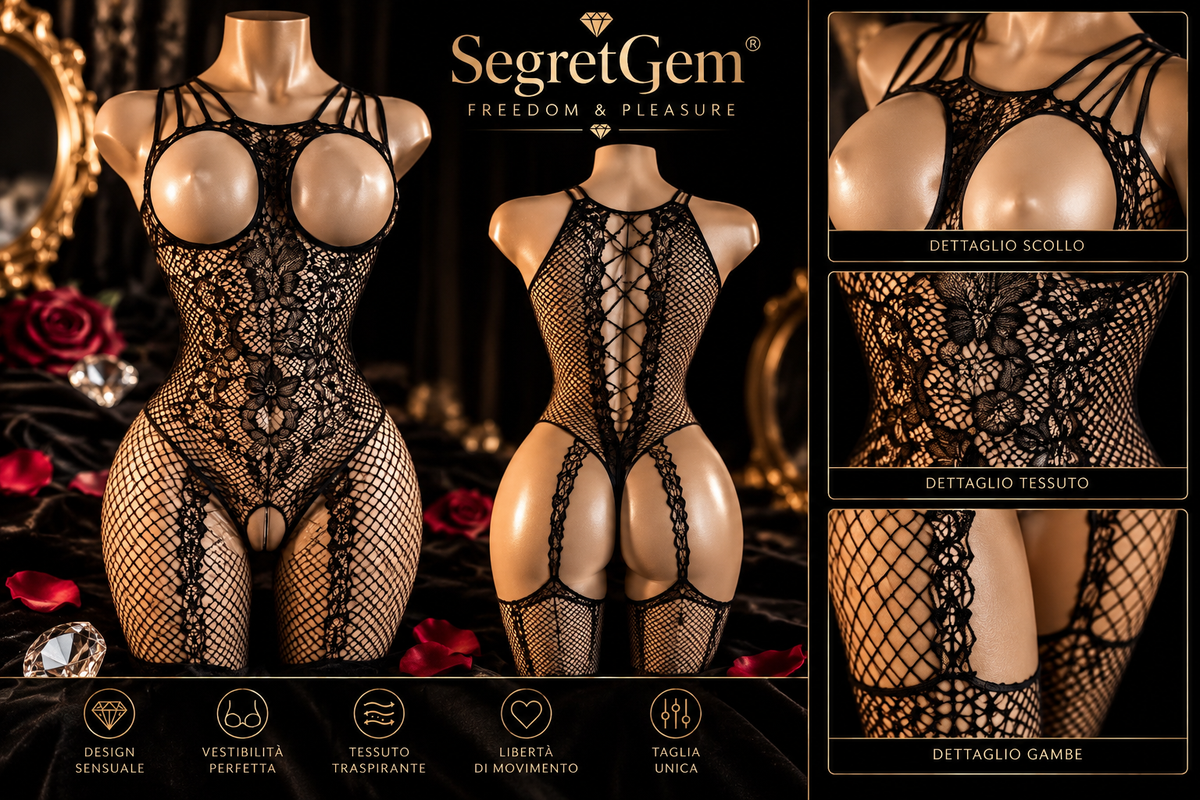 SegretGem® Noir Élégance – Lace Bodysuit