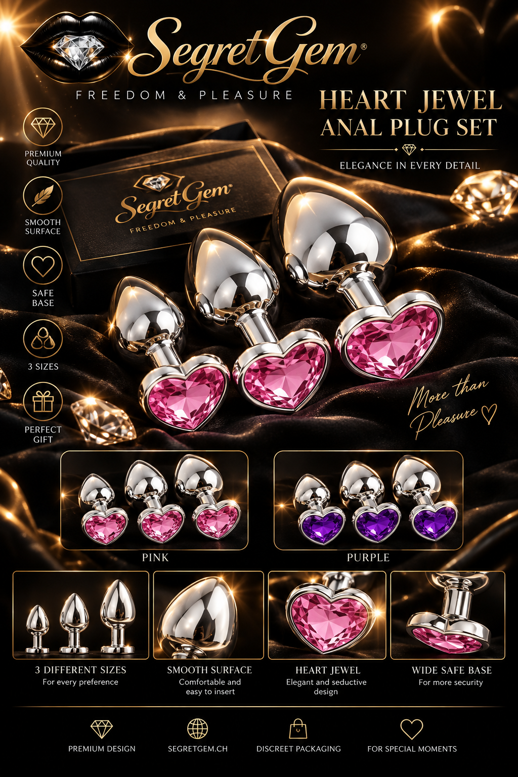 Heart Jewel – Set of 3 Anal Plugs