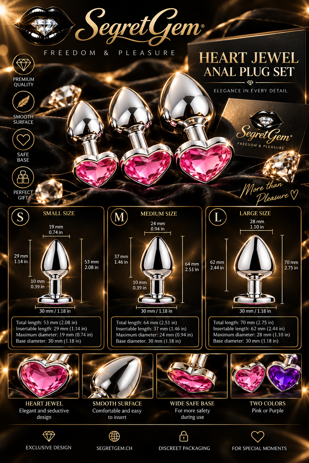 Heart Jewel – Set of 3 Anal Plugs